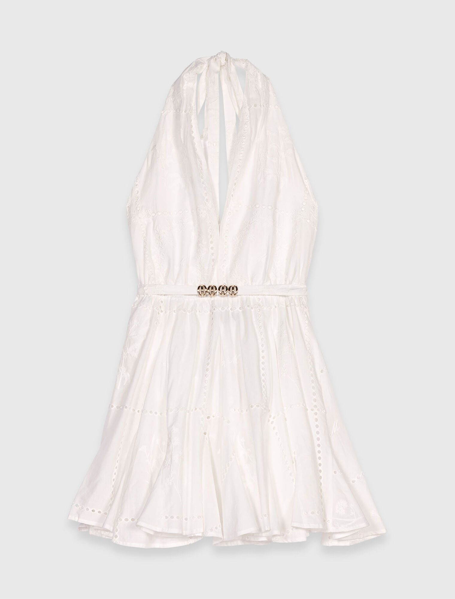 Short embroidered backless dress