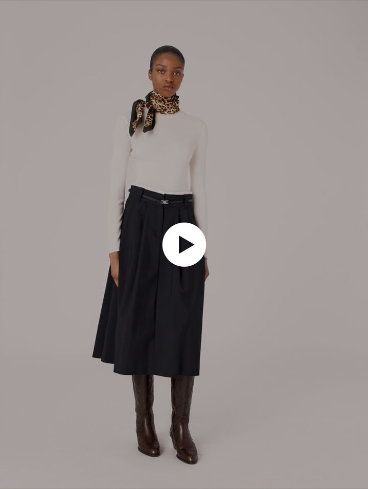 Long cotton skirt with belt