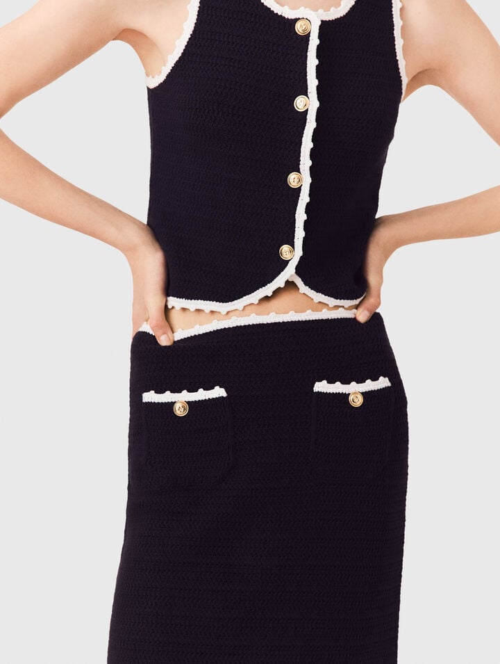 Midi skirt with crochet trim