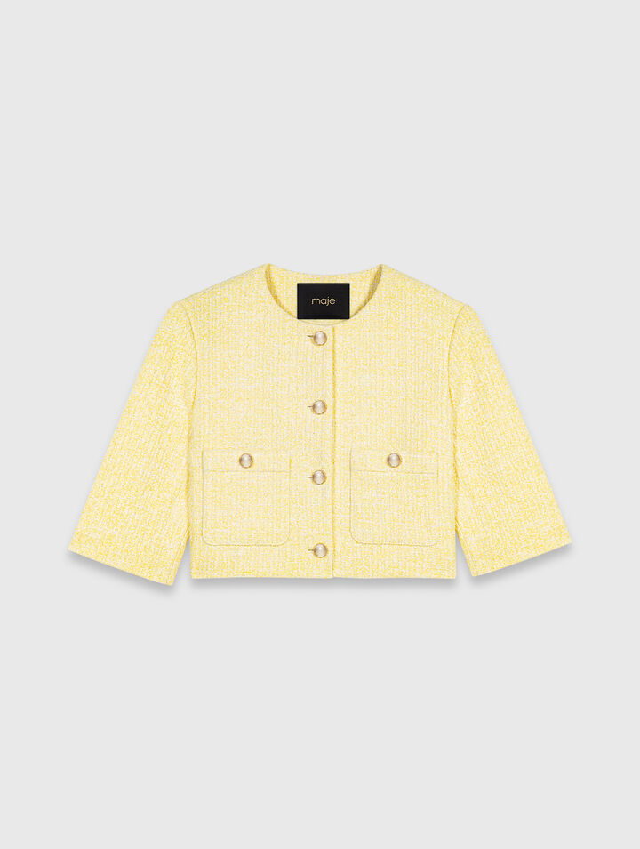 Short-sleeved tweed jacket