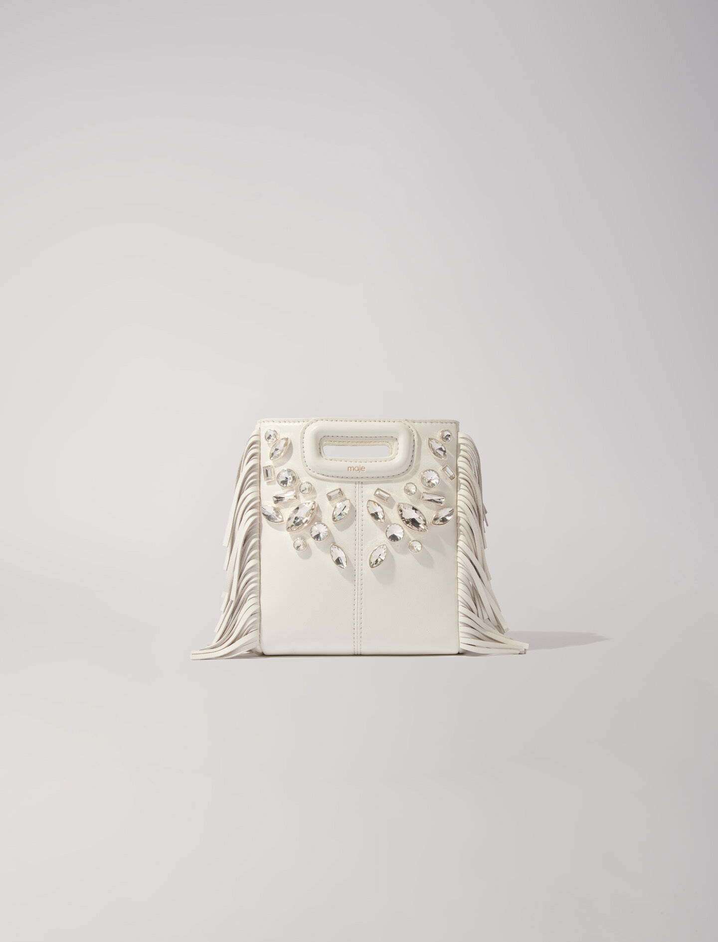 M mini leather bag with diamantes