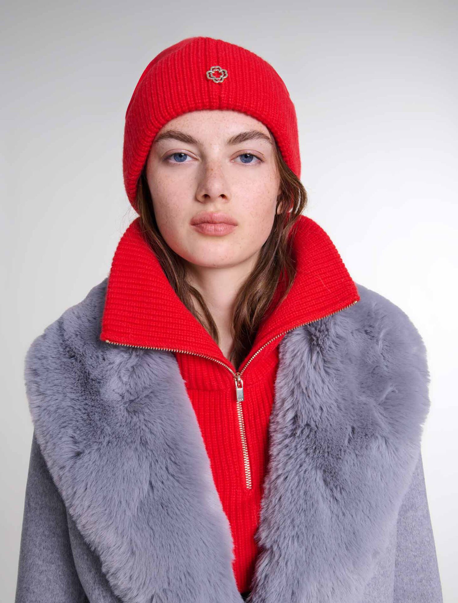 Cashmere/wool zip-up neck warmer
