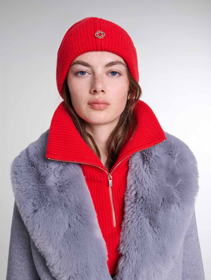 Cashmere/wool zip-up neck warmer