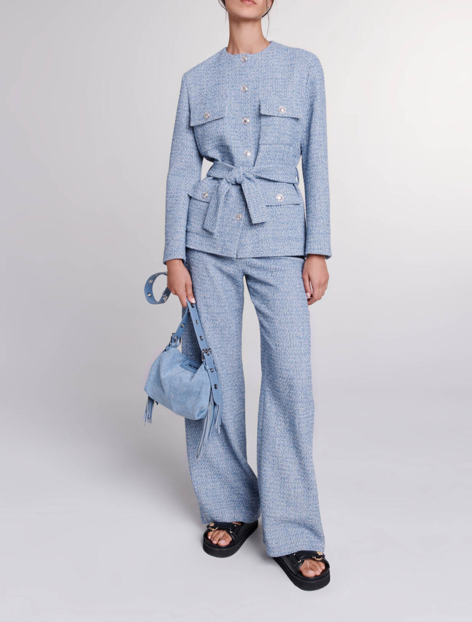 Belted tweed jacket