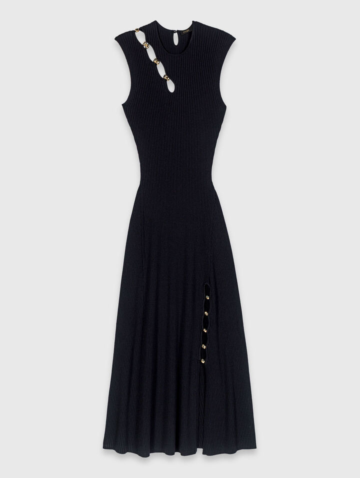 Cutaway rib knit maxi dress