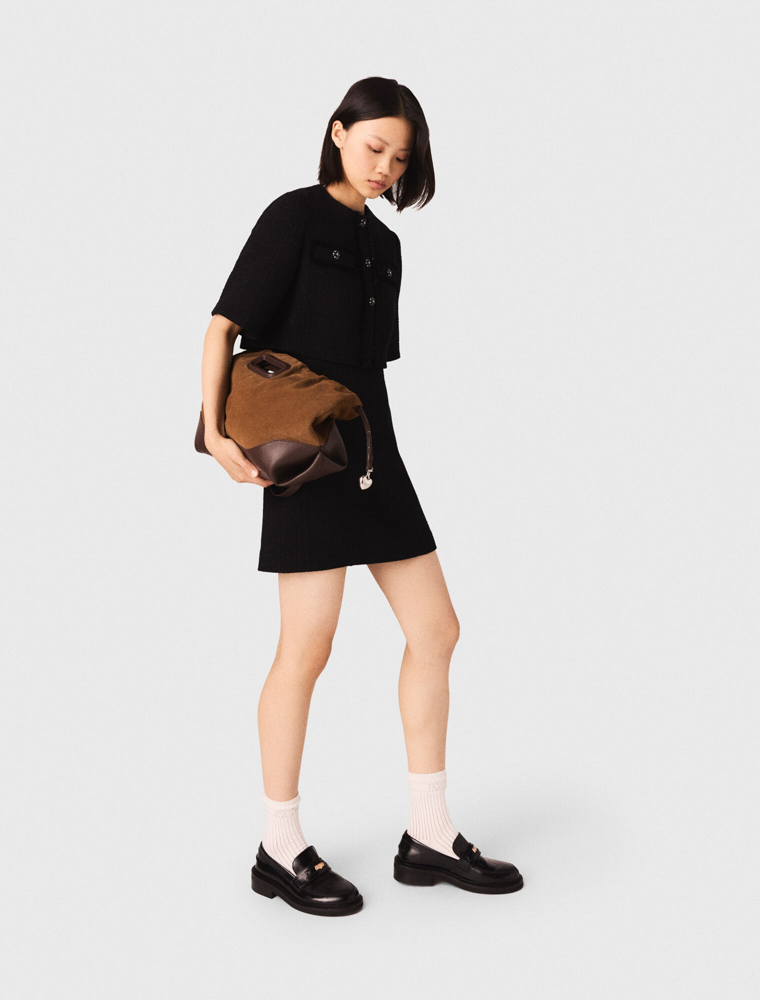 2-in-1 shiny tweed dress