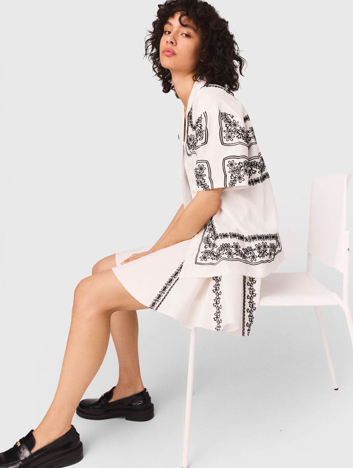 Short-sleeved embroidered shirt