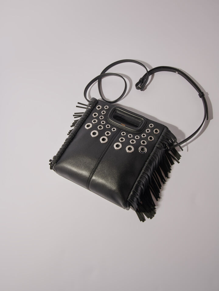 Leather M bag with eyelets