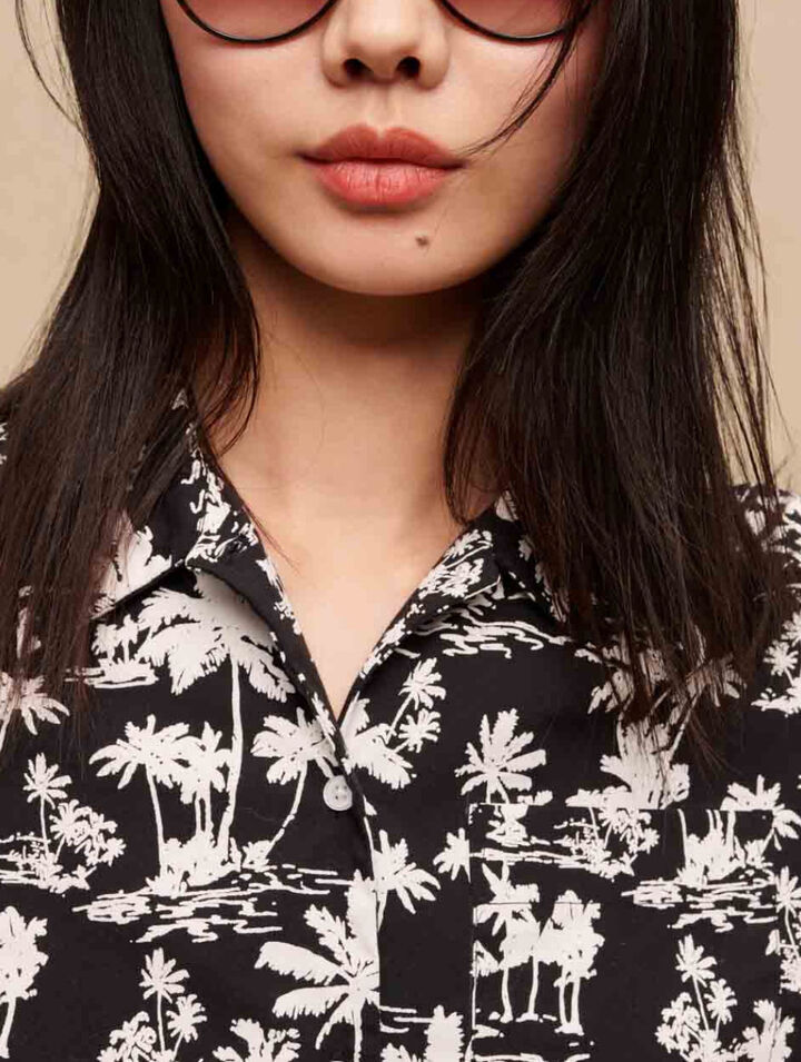 Palm print short shirt