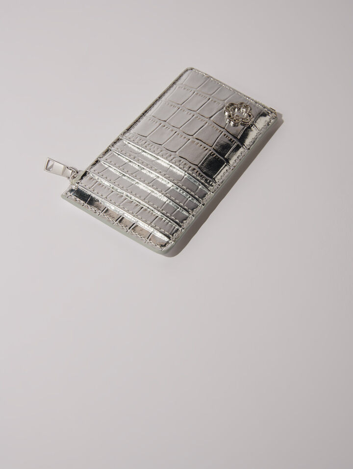 Mock croc leather cardholder