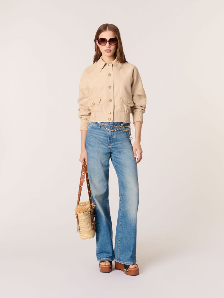 Linen and cotton bomber jacket