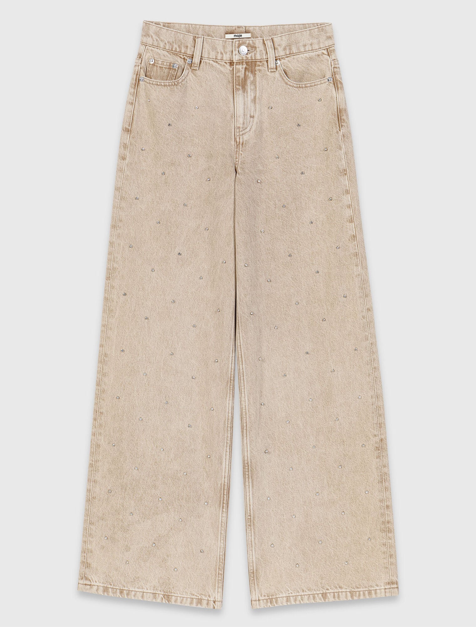 Wide-leg rhinestone jeans
