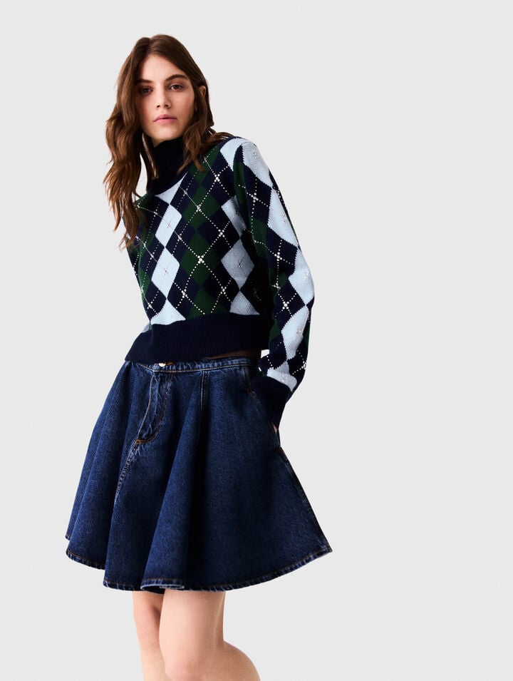 Argyle jumper with rhinestones