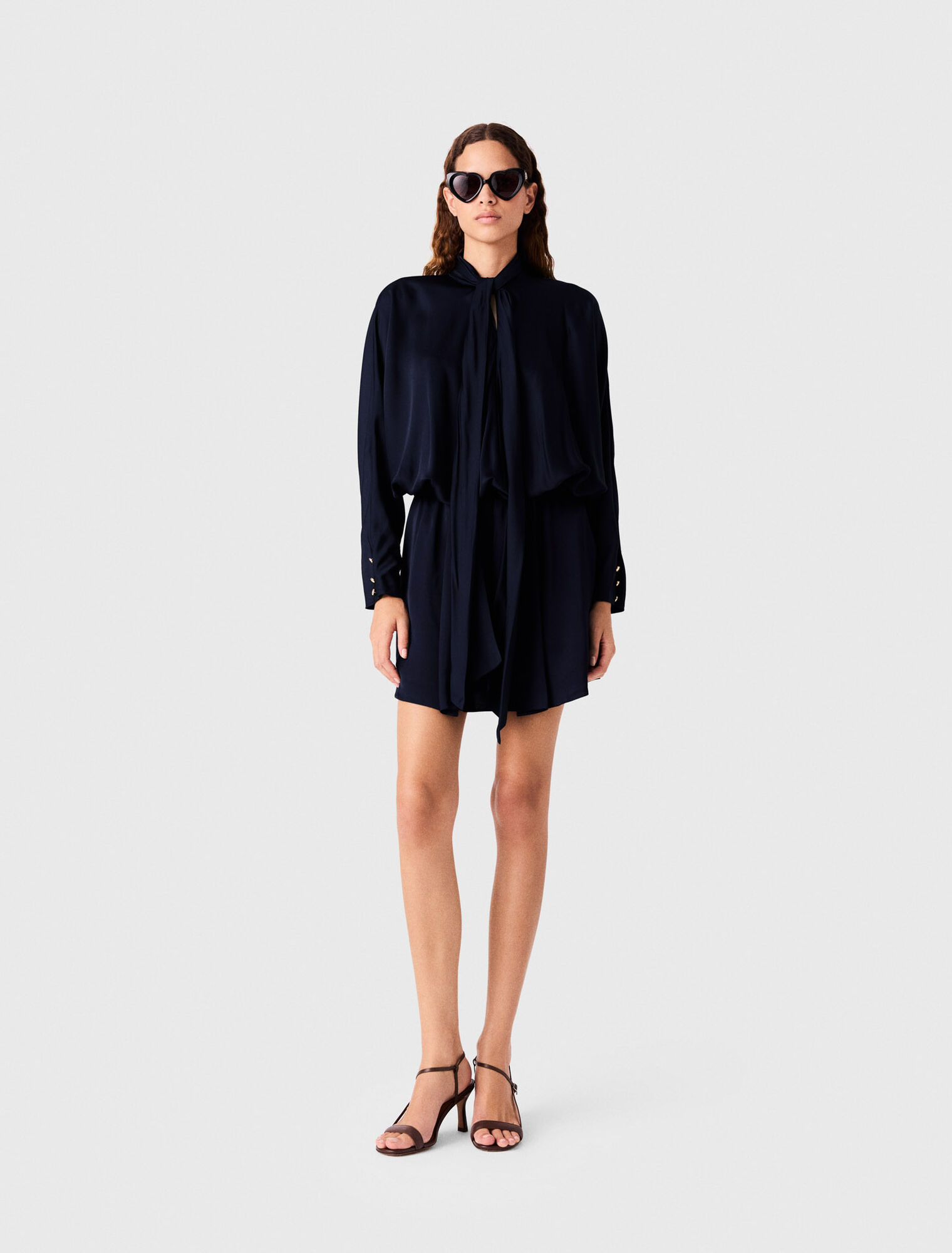 Short draped satin dress