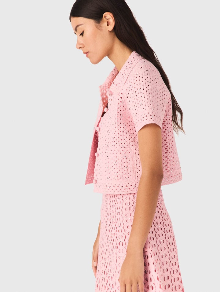 Rhinestone crochet cardigan