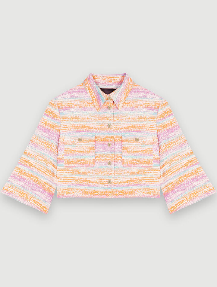 Short jacket in shiny tweed