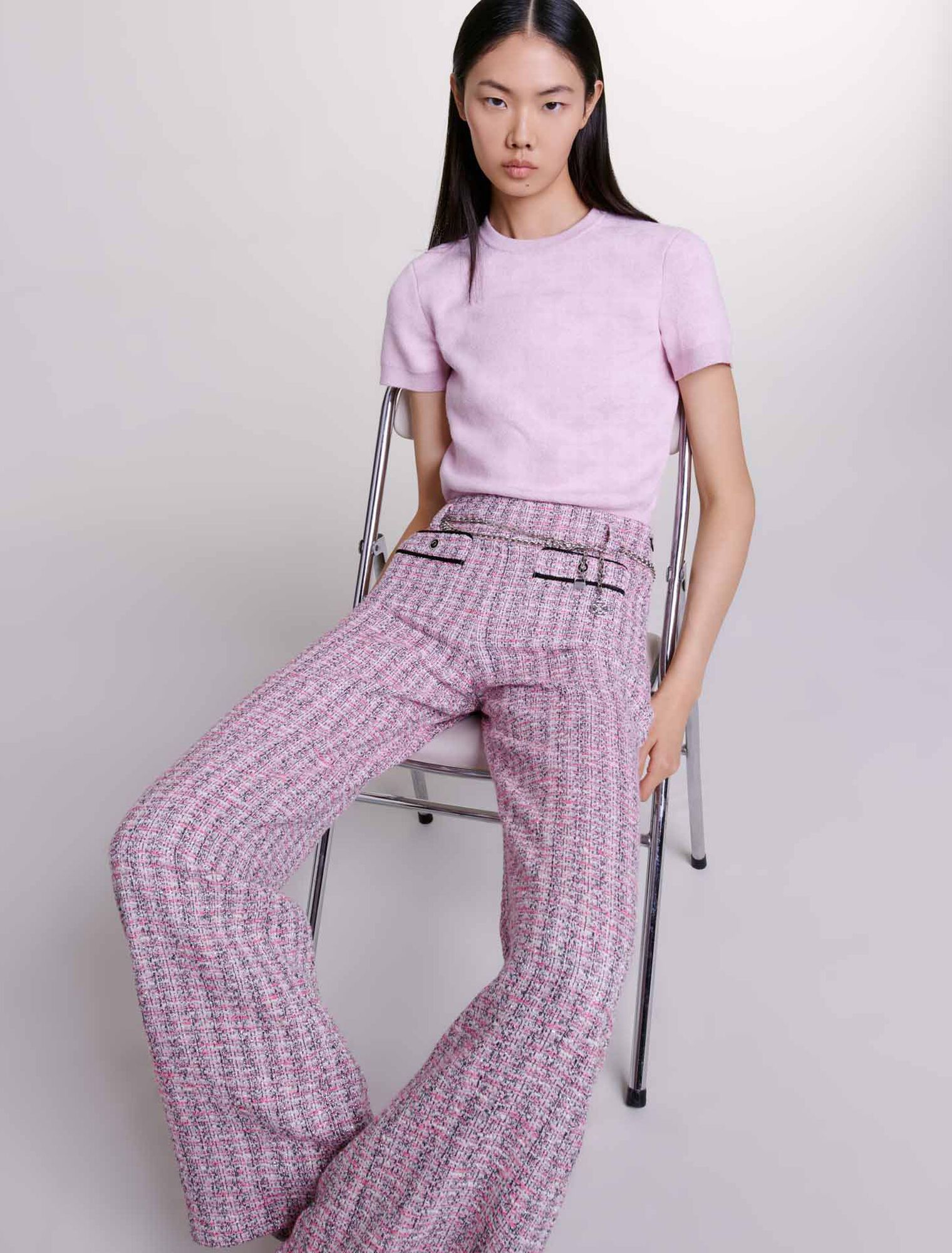 Cropped jacquard knit jumper