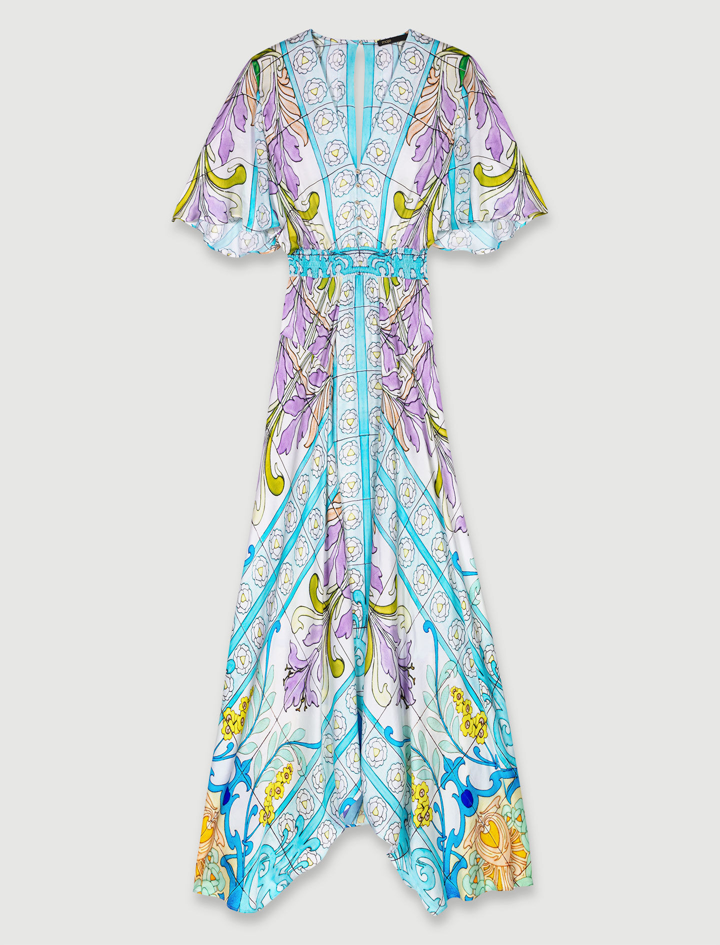 Satin-look patterned maxi dress Multicolor for Women | Maje