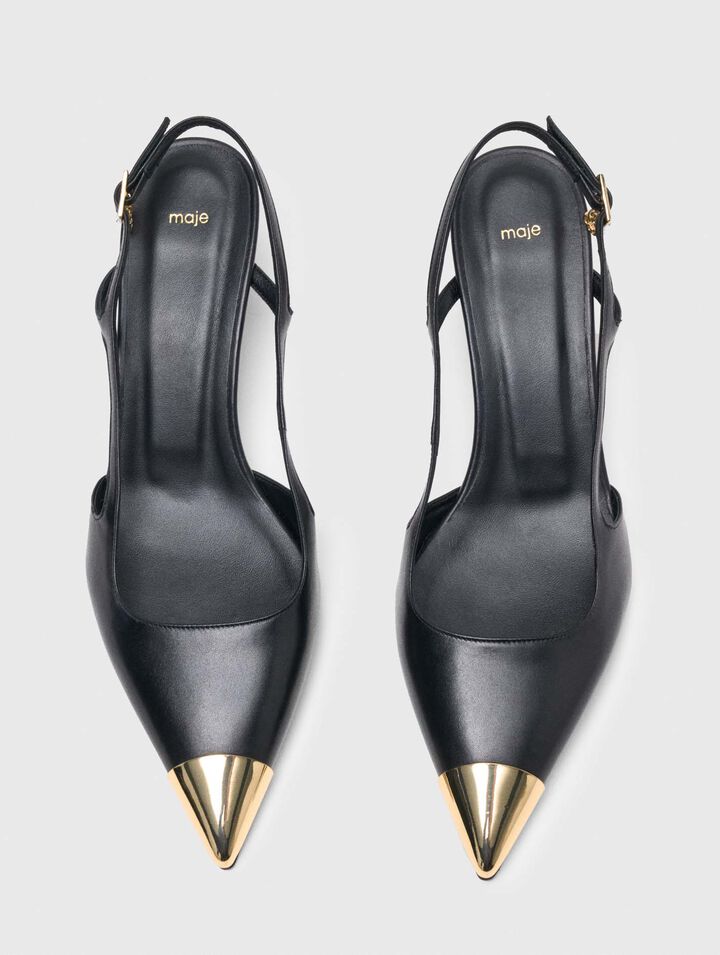 Smooth leather slingback pumps
