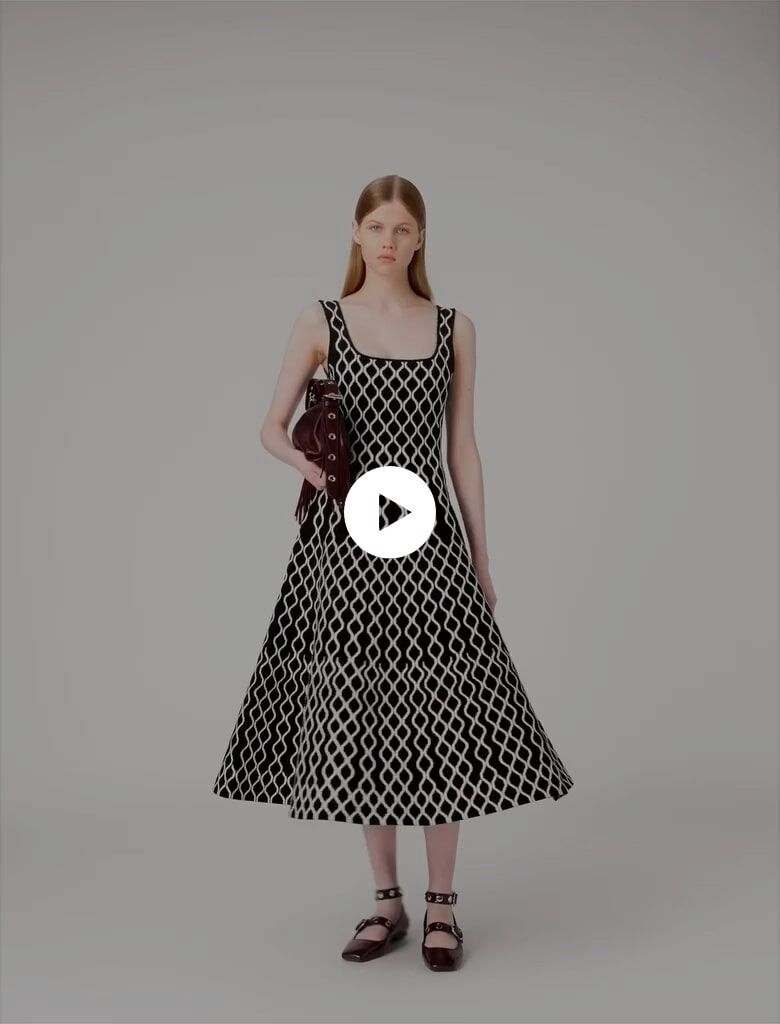 MAJE [マージ] Pearl Trimming Check Knit Dress Checked tweed-style knit dress