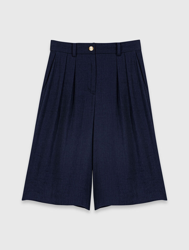 Linen-blend Bermuda shorts