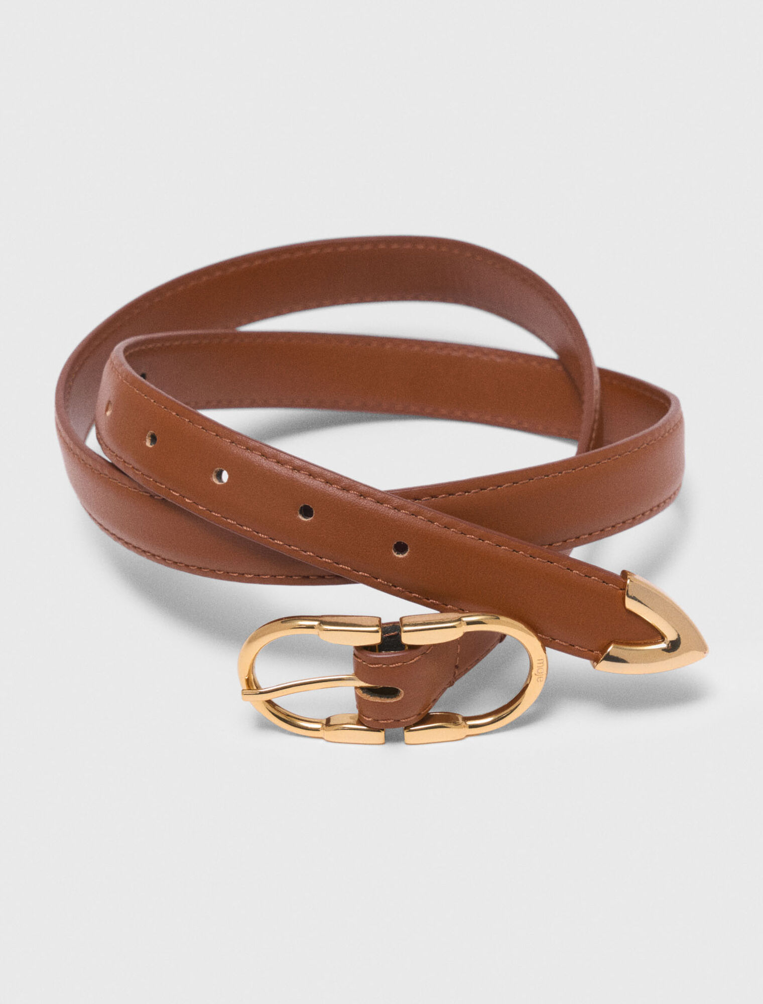 Double-buckle leather belt