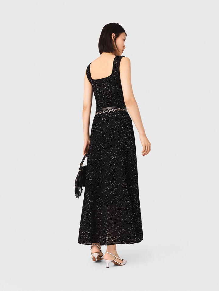 Rhinestone knit maxi dress