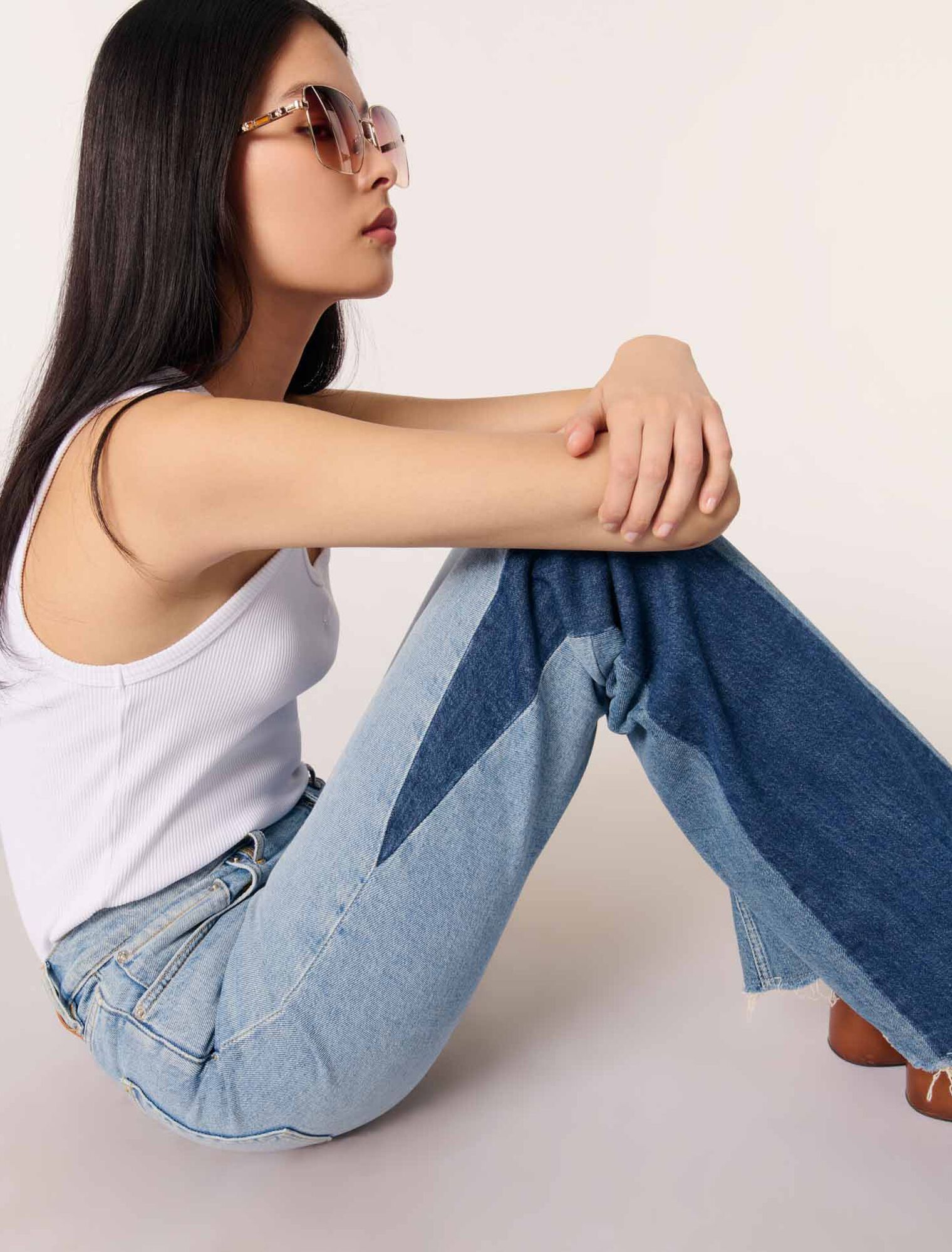 Tricolour patchwork jeans