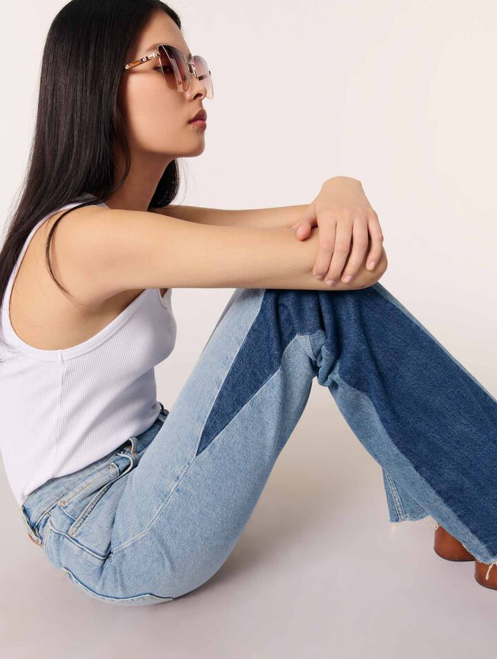 Tricolour patchwork jeans