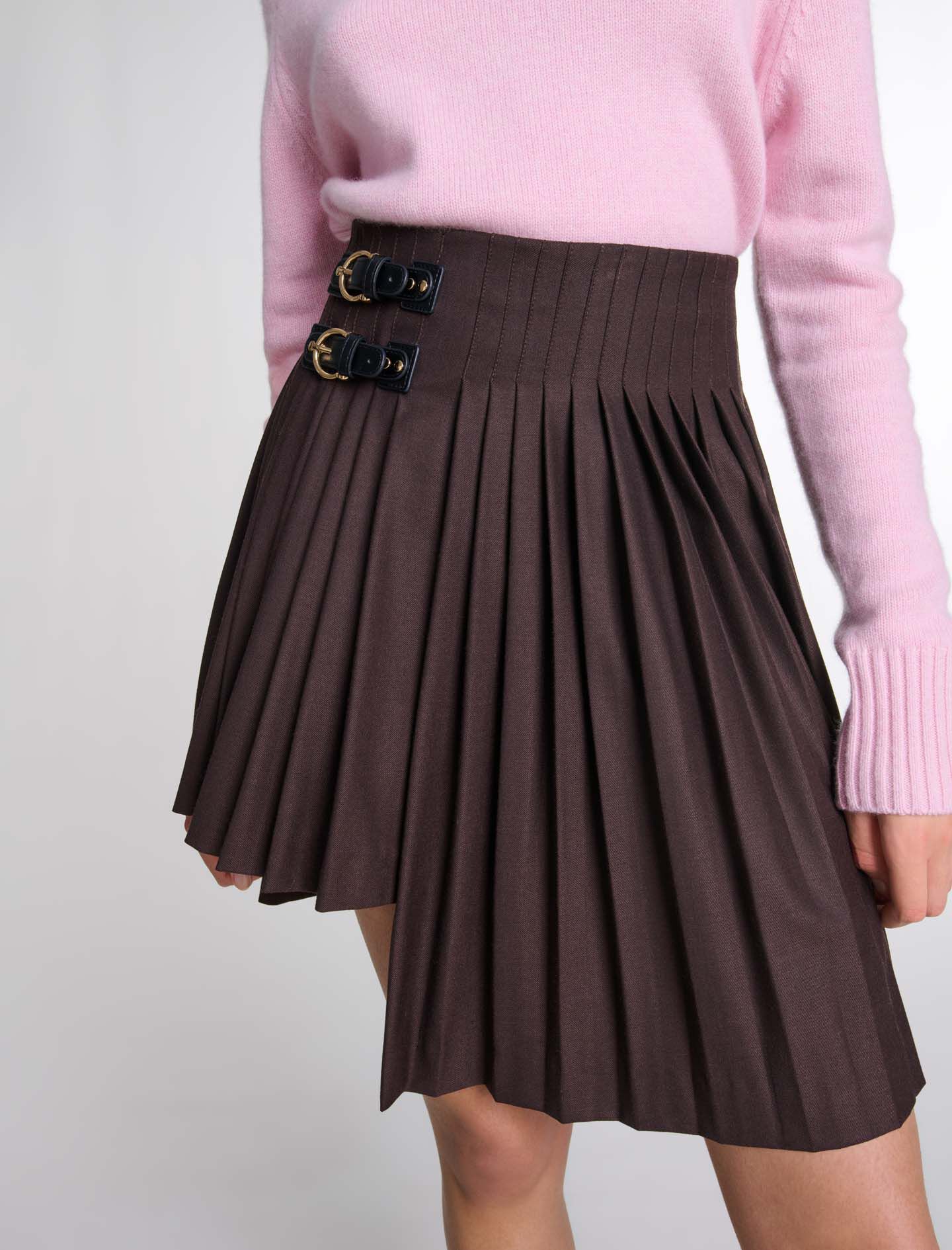 ブランド公式通販サイト short pleated Asymmetrical skirt Maje | skirts Mini - スカート