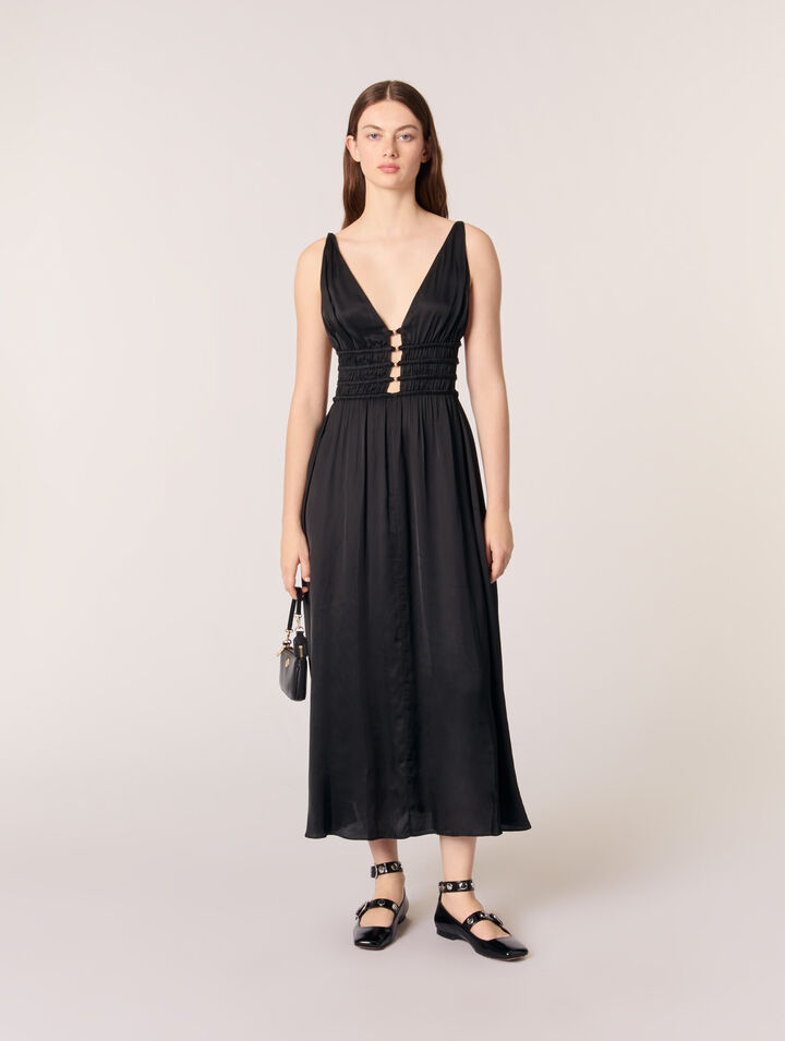 Openwork satin-effect dress