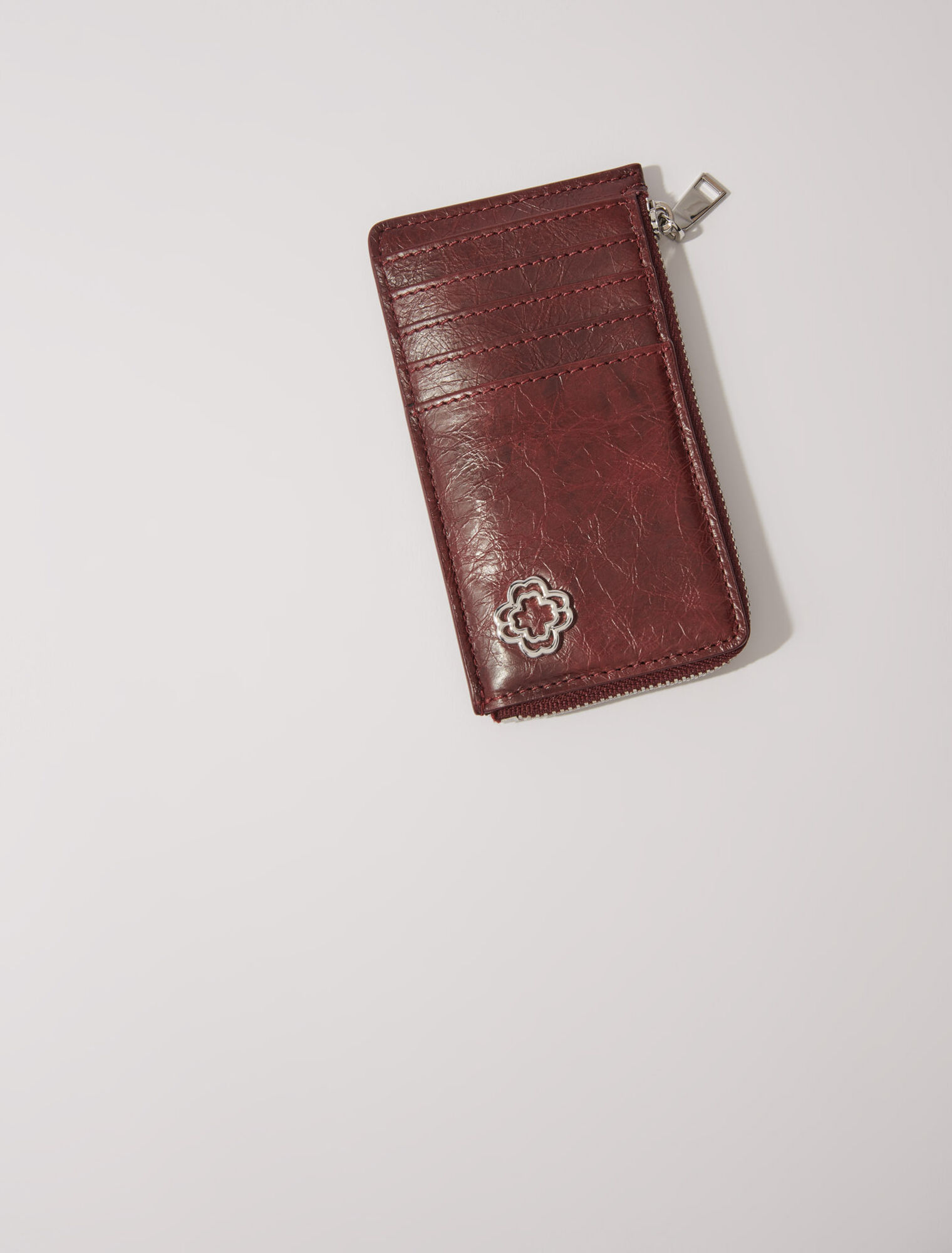 Crackled leather cardholder