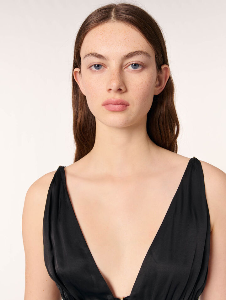 Openwork satin-effect dress