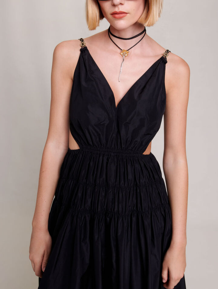 Taffeta dress with cut-out at the waist