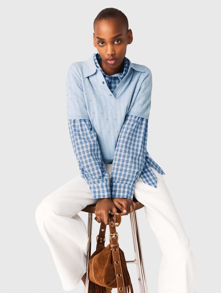 Cropped jumper with rhinestones