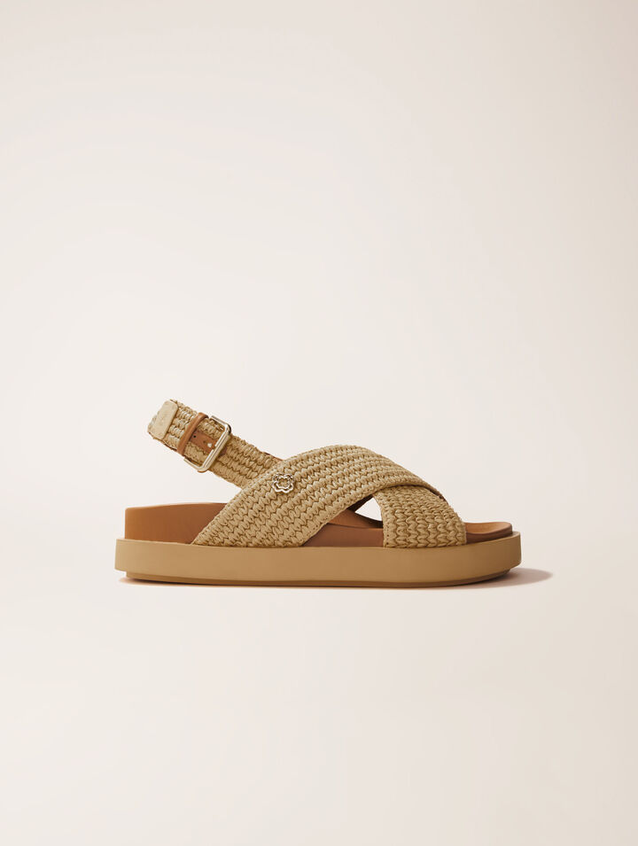 Raffia-effect flat sandals