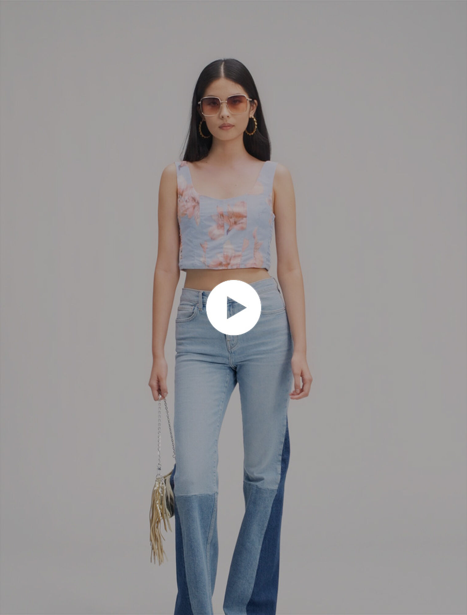 Patterned taffeta top