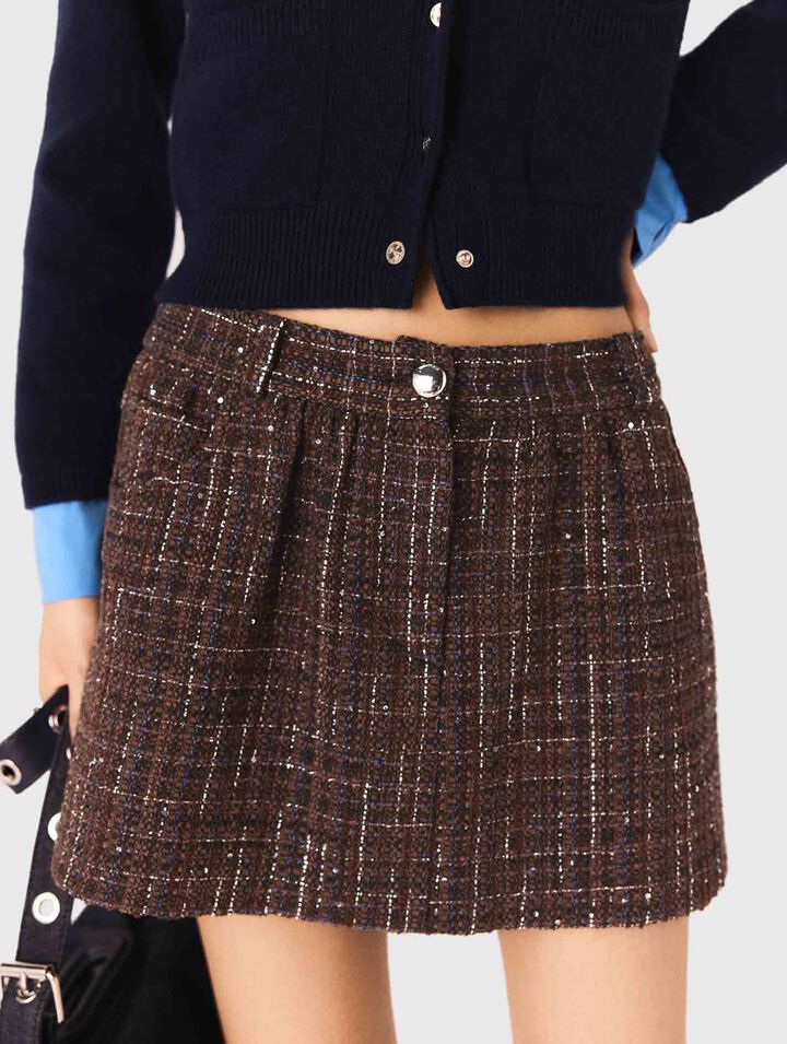 Tweed shorts with elasticated waistband