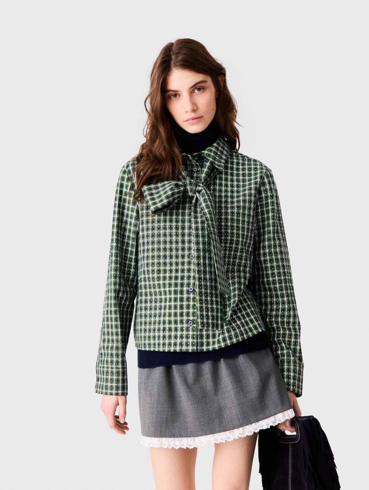 Rhinestone shirt with tie