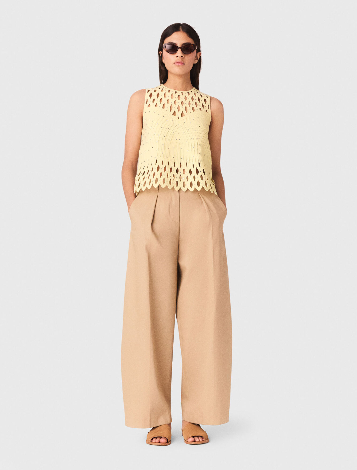 Crochet rhinestone top