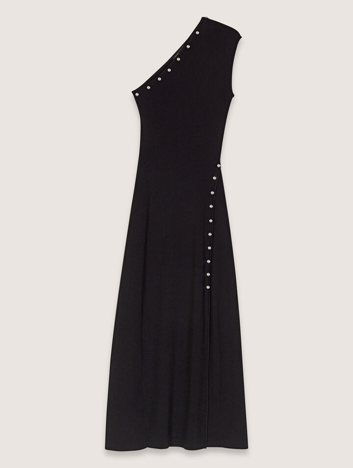 Asymmetric knit maxi dress