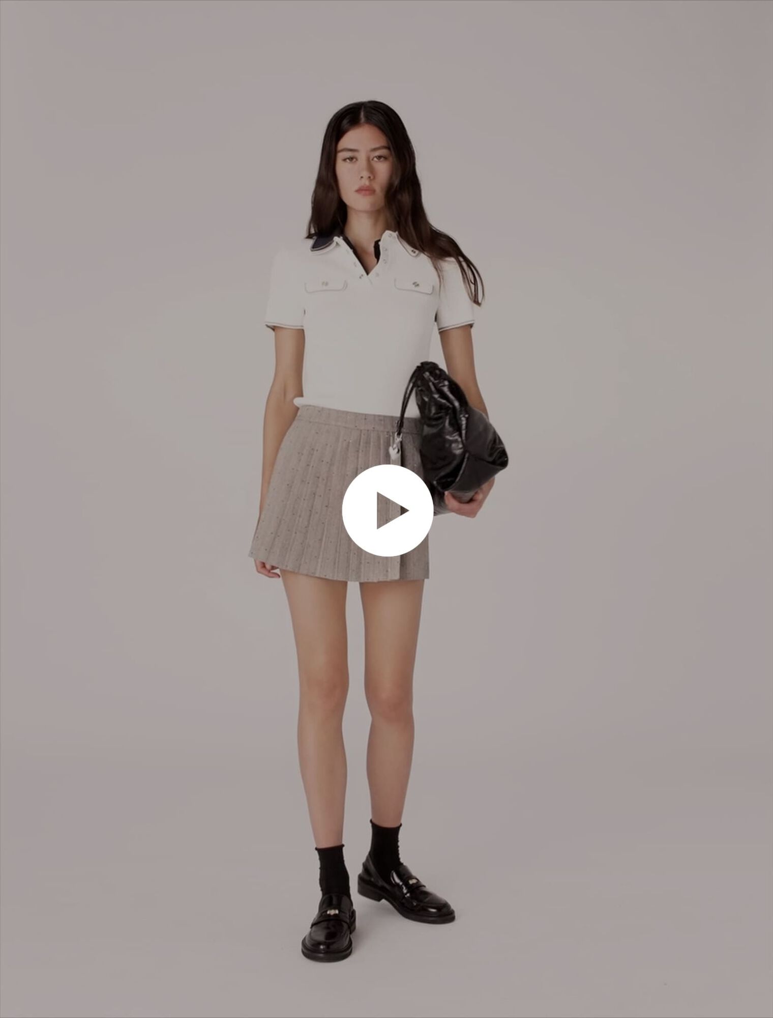 Pleated rhinestone skort