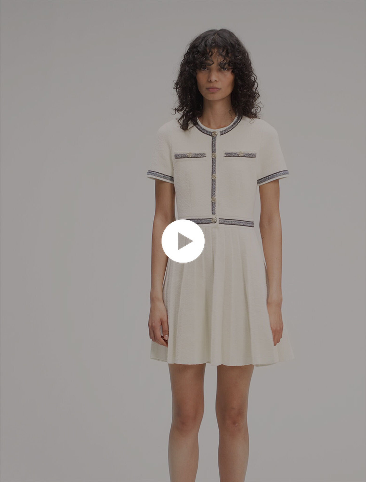 Pleated knit short dress