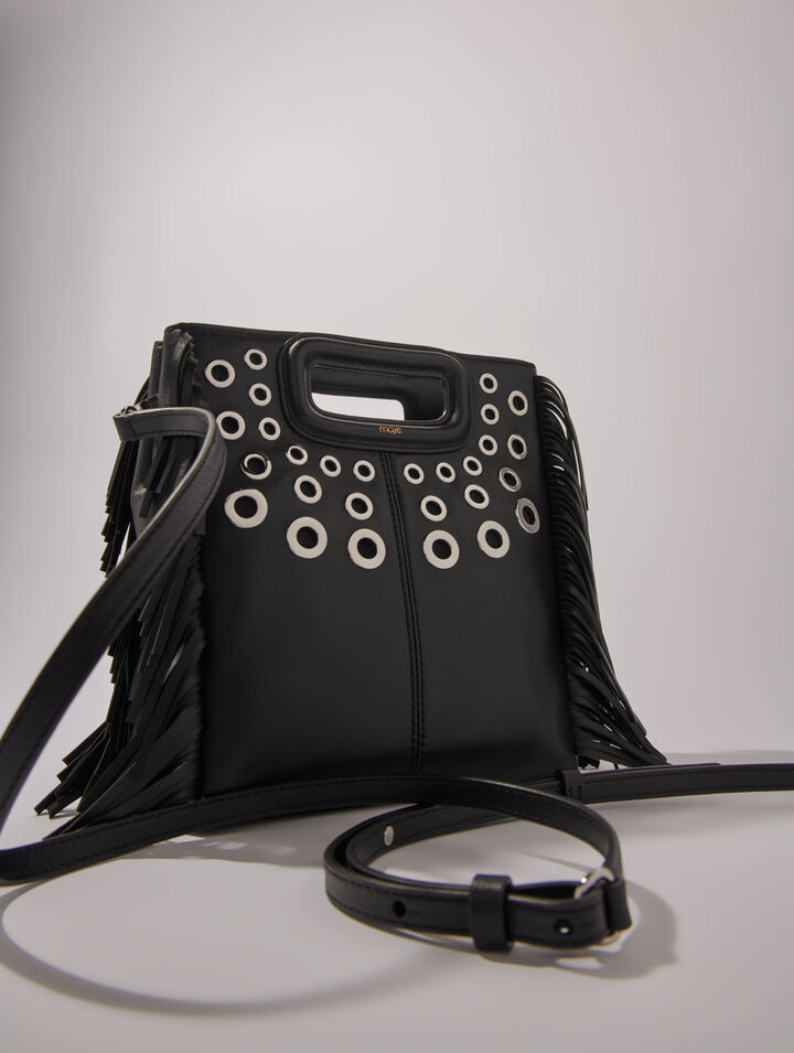 Leather M bag with eyelets