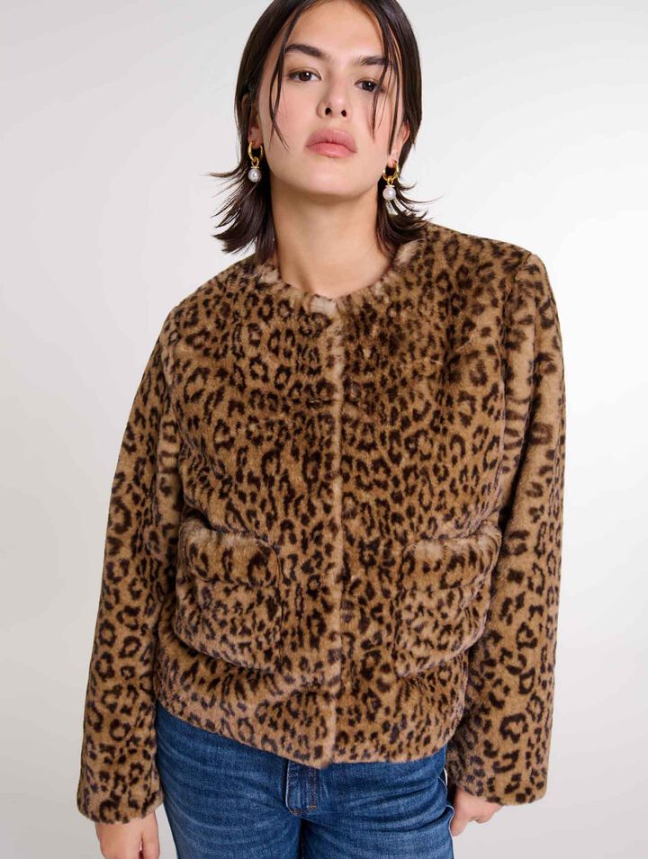 Cropped faux fur jacket