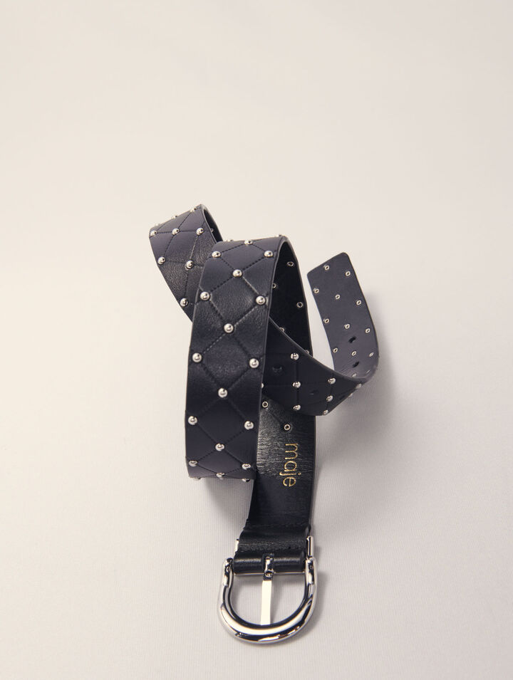 Quilted leather belt