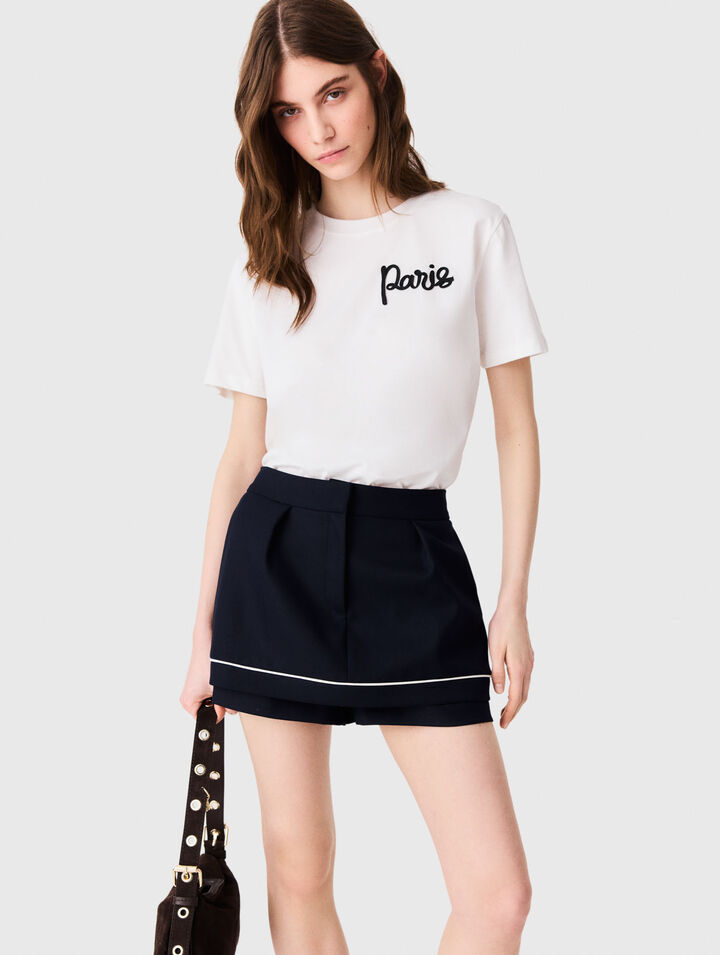T-shirt with embroidered Paris logo