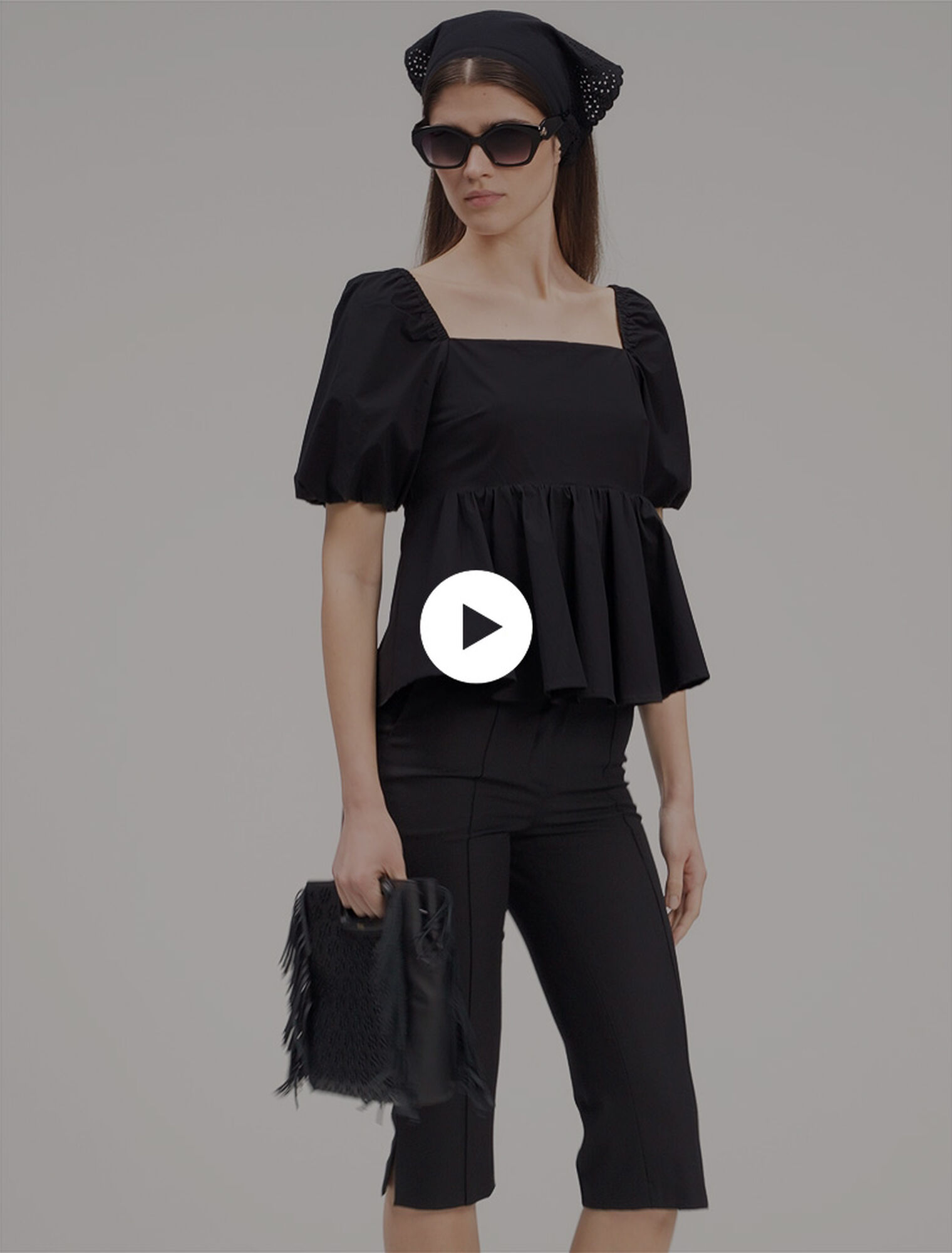 Poplin top with balloon sleeves