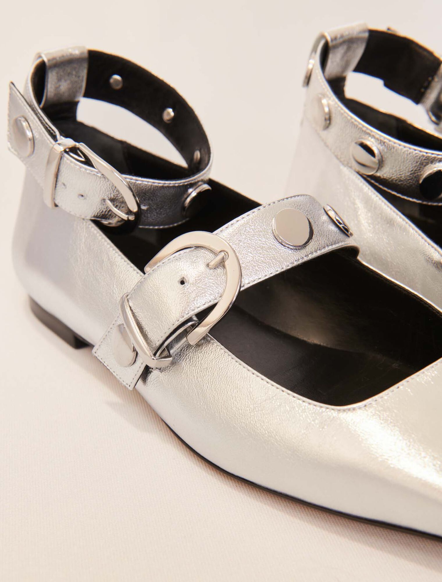 Metallic leather Mary Janes