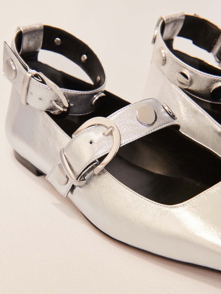 Metallic leather Mary Janes